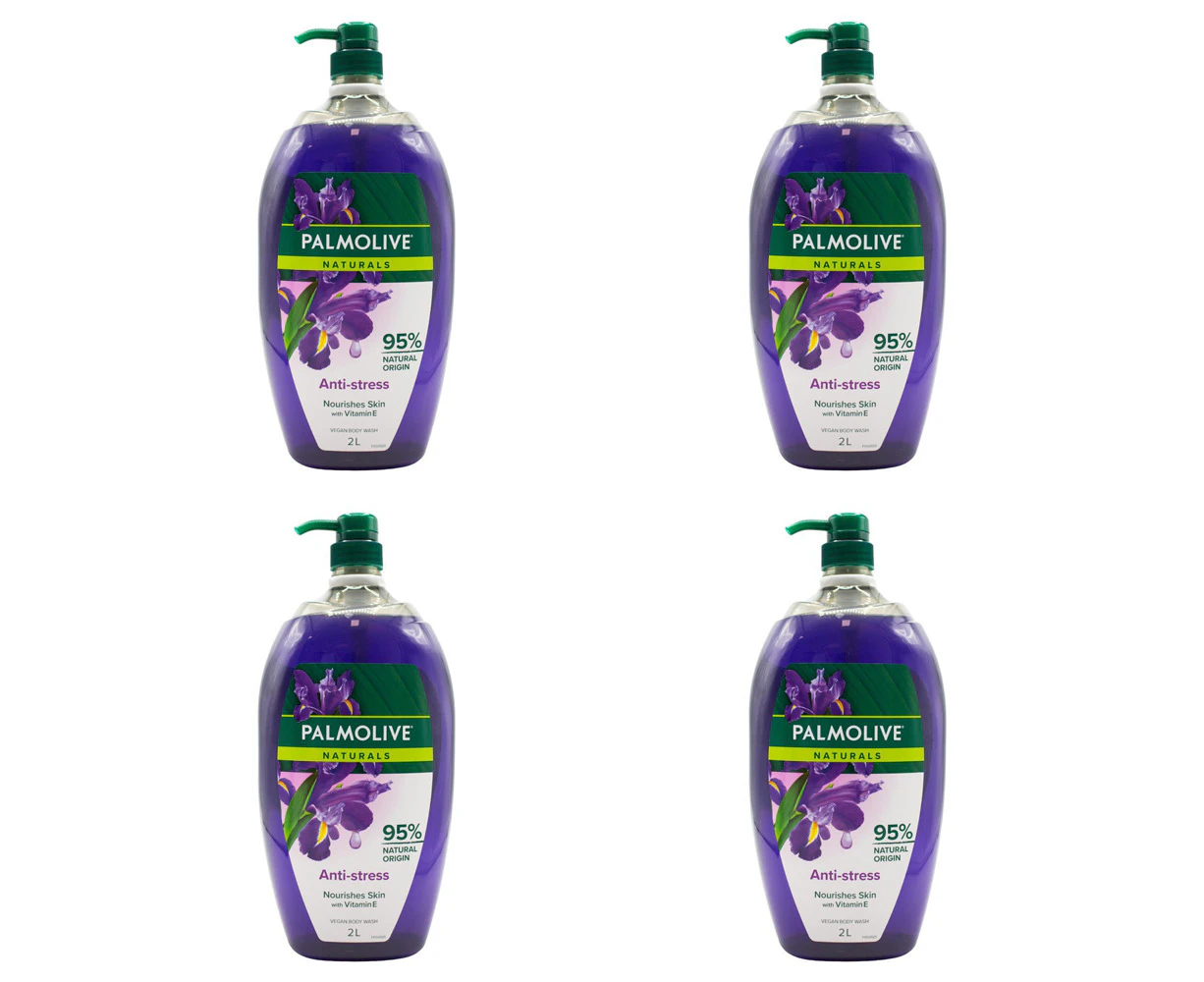 4x Palmolive Naturals 2L Vegan Body Wash Bath Soap w/ Vitamin E Anti-Stress