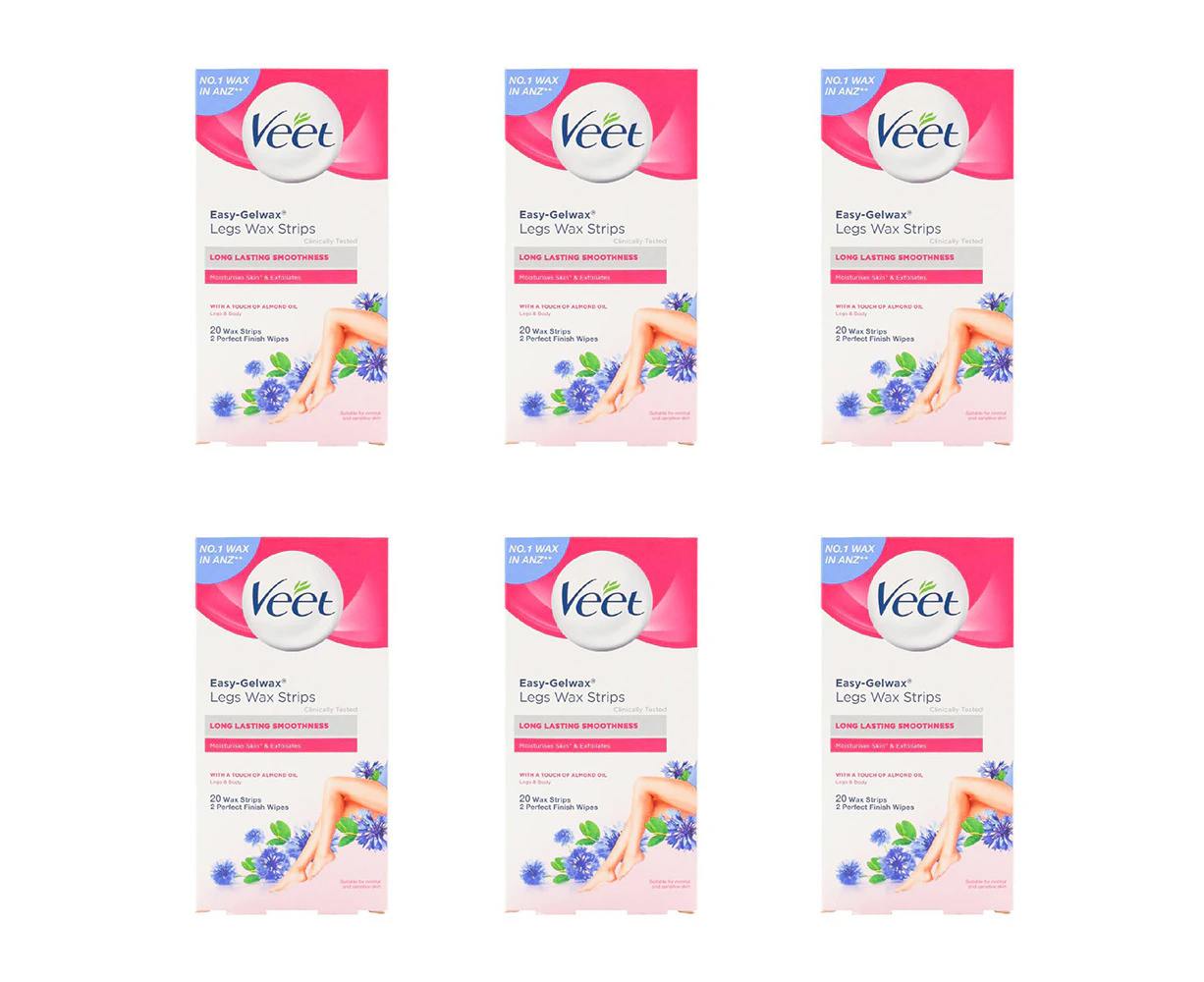 120pc Veet Legs & Body Wax Strips + 2 Finish Wipes w/ A Touch Of Almond Oil