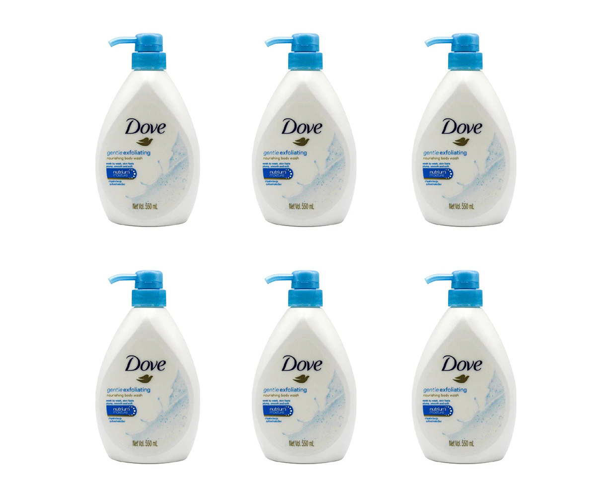 6x Dove 550ml Nourishing Body Wash Moisturising Bath Soap Gentle Exfoliating