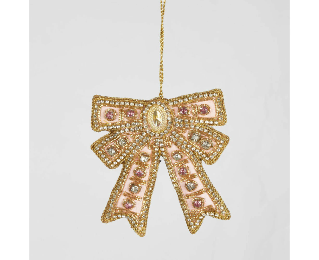 Vixen & Velvet Tiffany Pink Bow Sequin Hanging Decoration 10cm