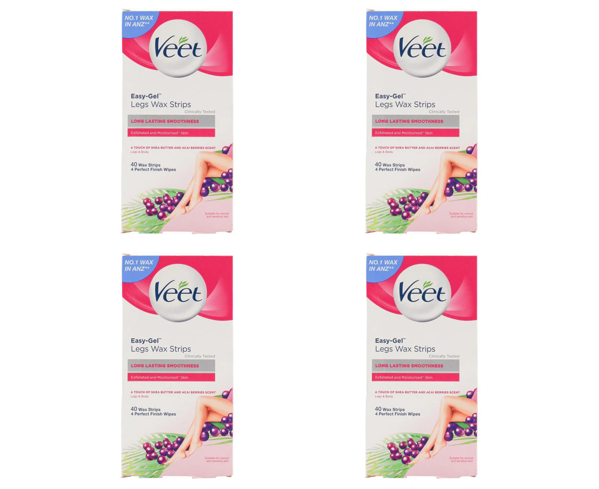 160pc Veet Legs & Body Wax Strips w/ Perfect Finish Wipes Shea Butter & Berry