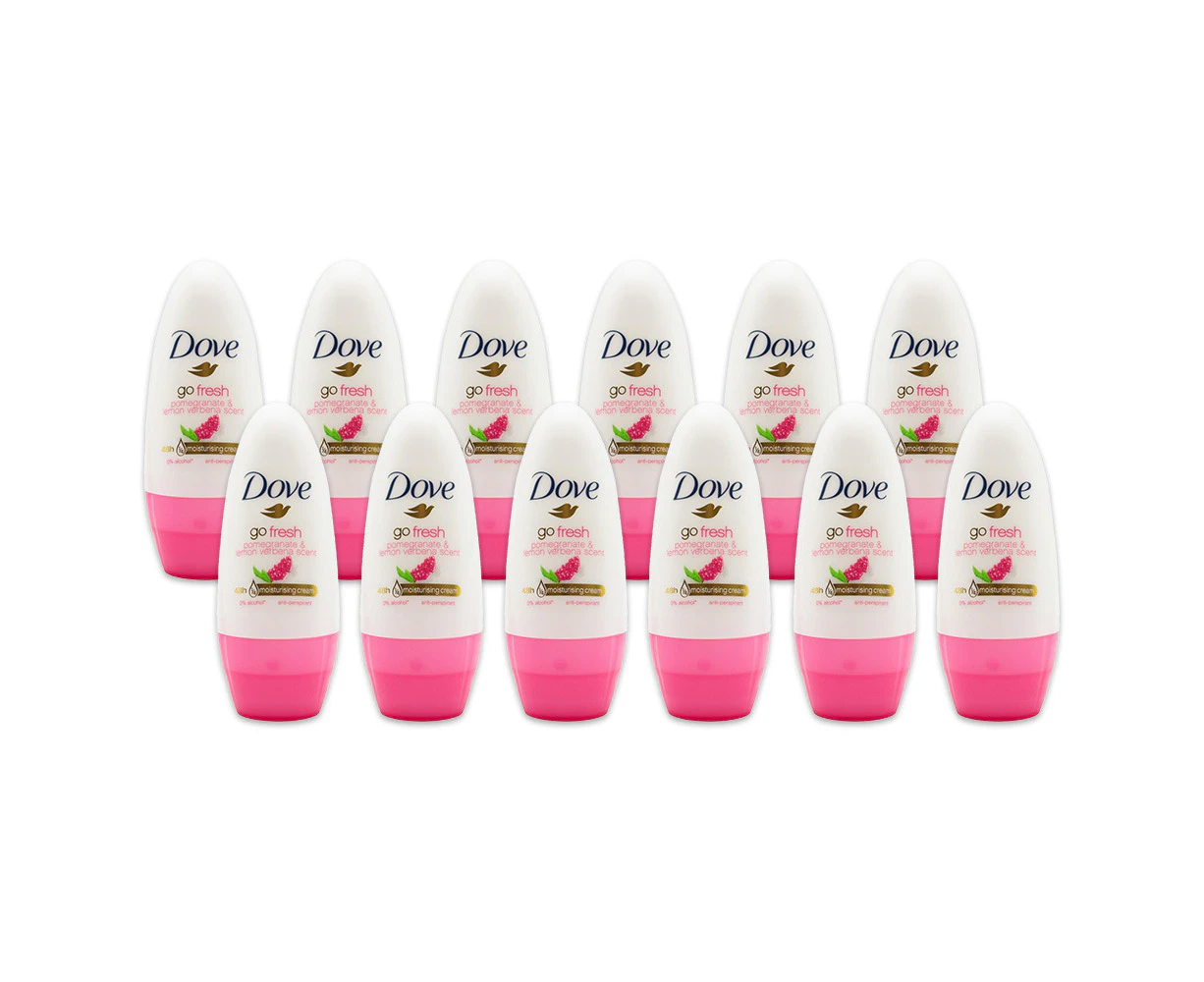 12x Dove 40ml Anti Sweat Roll On Deodorant Go Fresh Pomegranate & Lemon Verbena