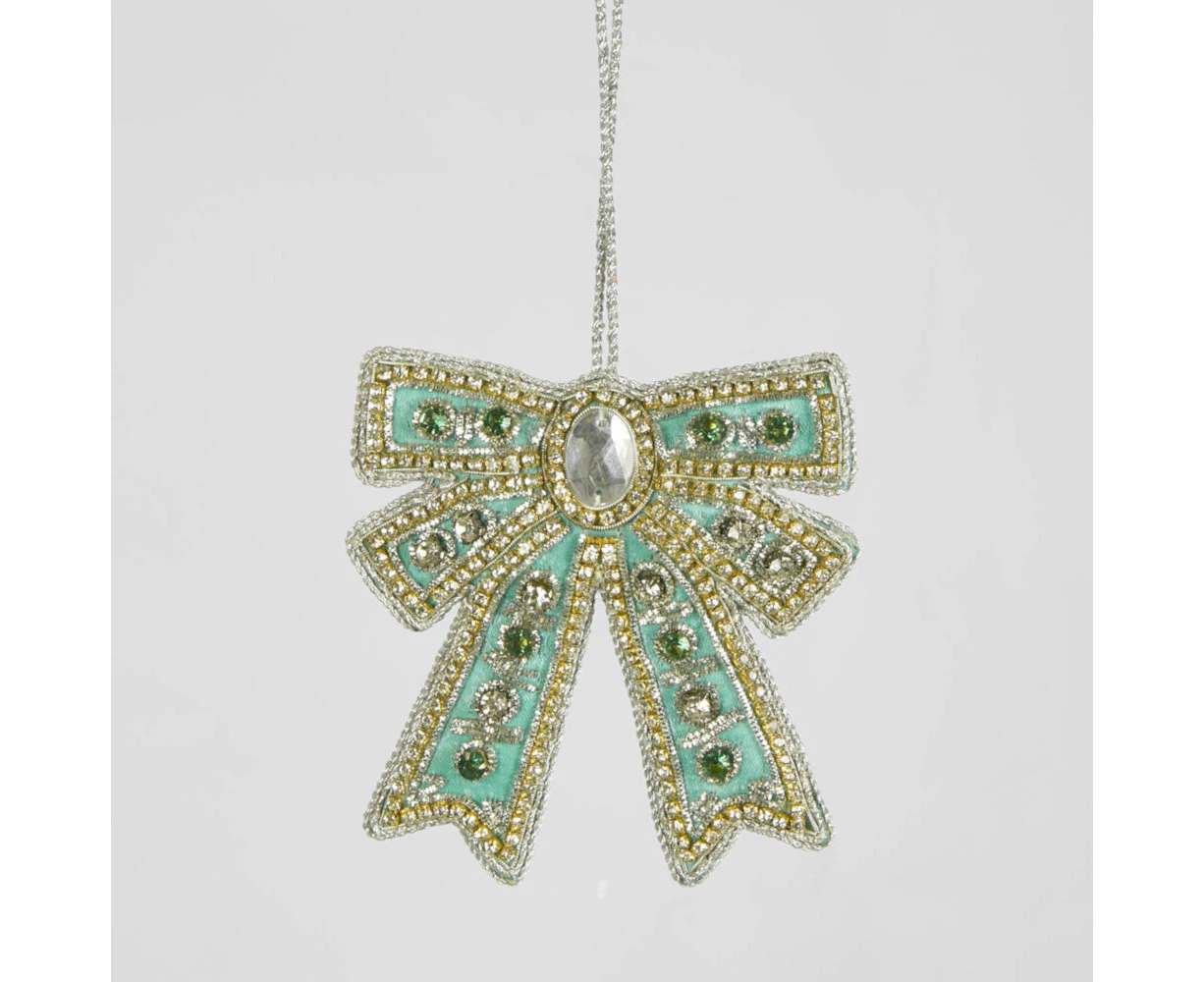 Vixen & Velvet Tiffany Blue Bow Sequin Hanging Decoration 10cm