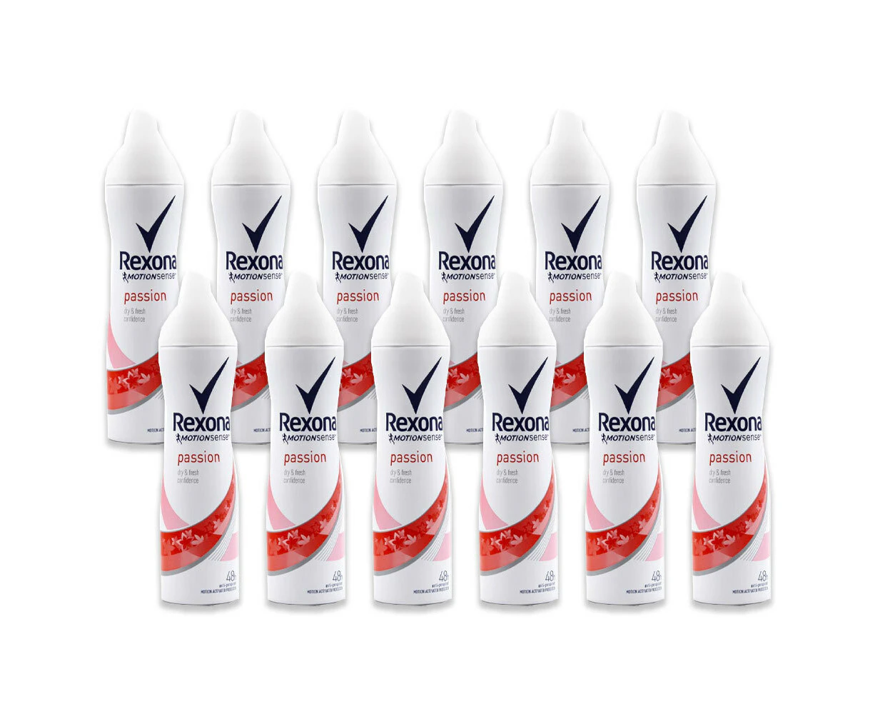 12x Rexona 150ml Anti Sweat MotionSense Deodorant Passion Dry & Fresh Confidence