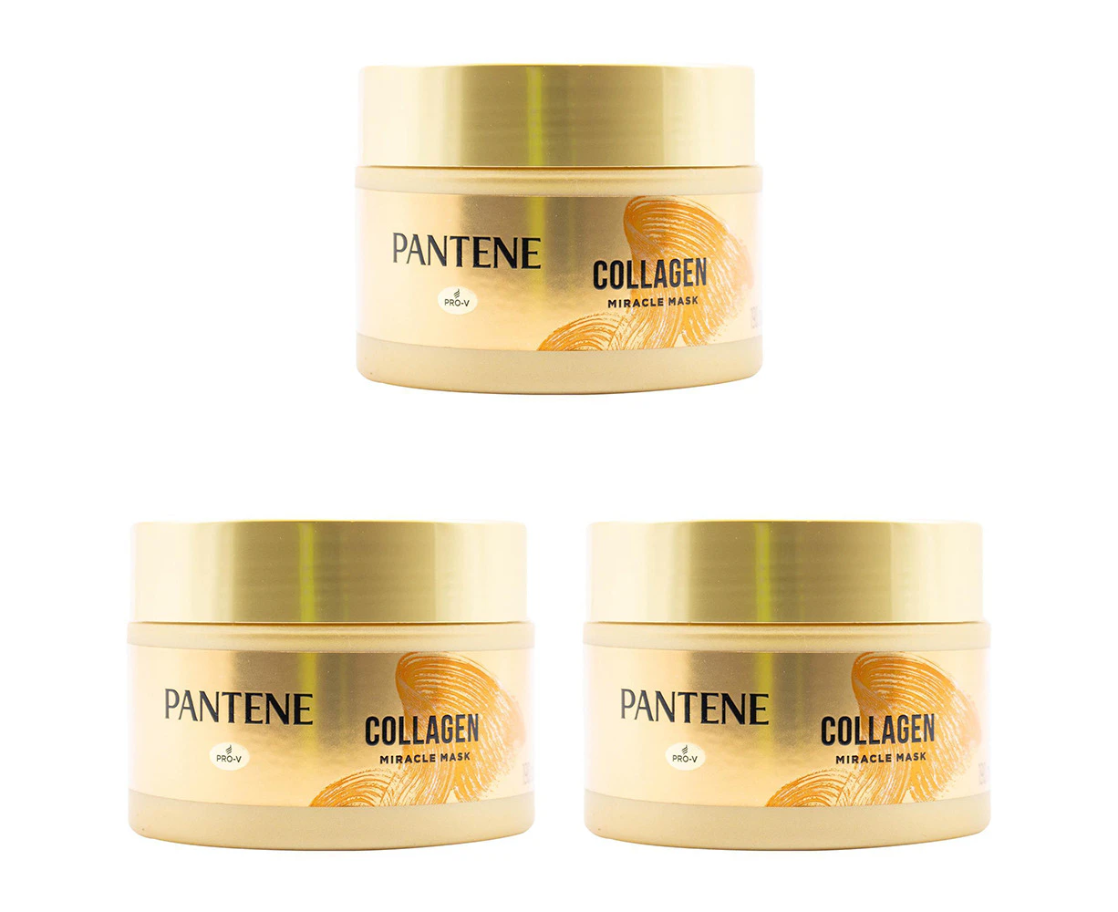 3x Pantene 190ml Collagen Infused Miracle Mask Hair Repair/Restoration Treatment