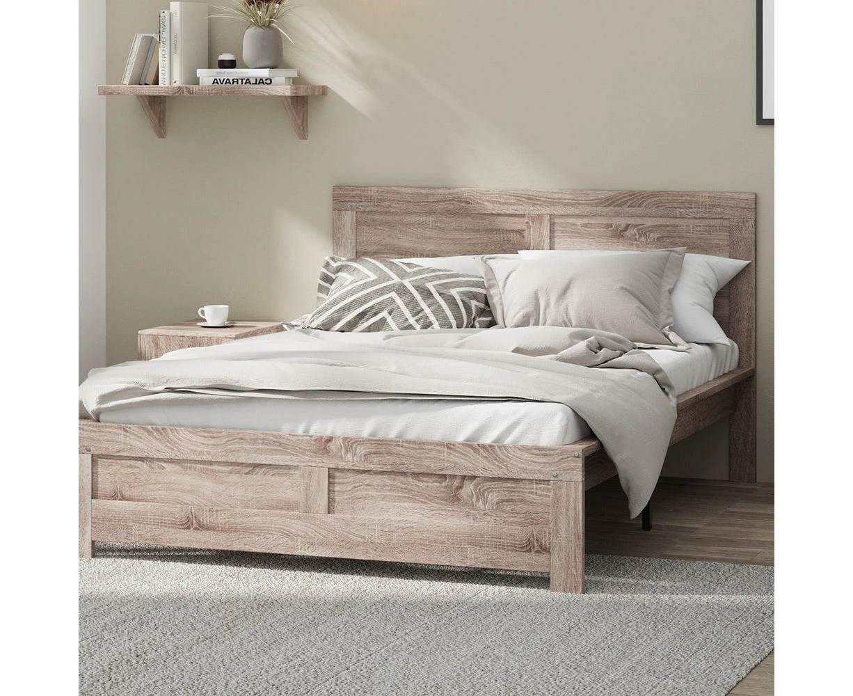 Aspire Luxe Light Oak Woodgrain Timber Bed | Easy Assembly Quality Woodgrain Bed Frame