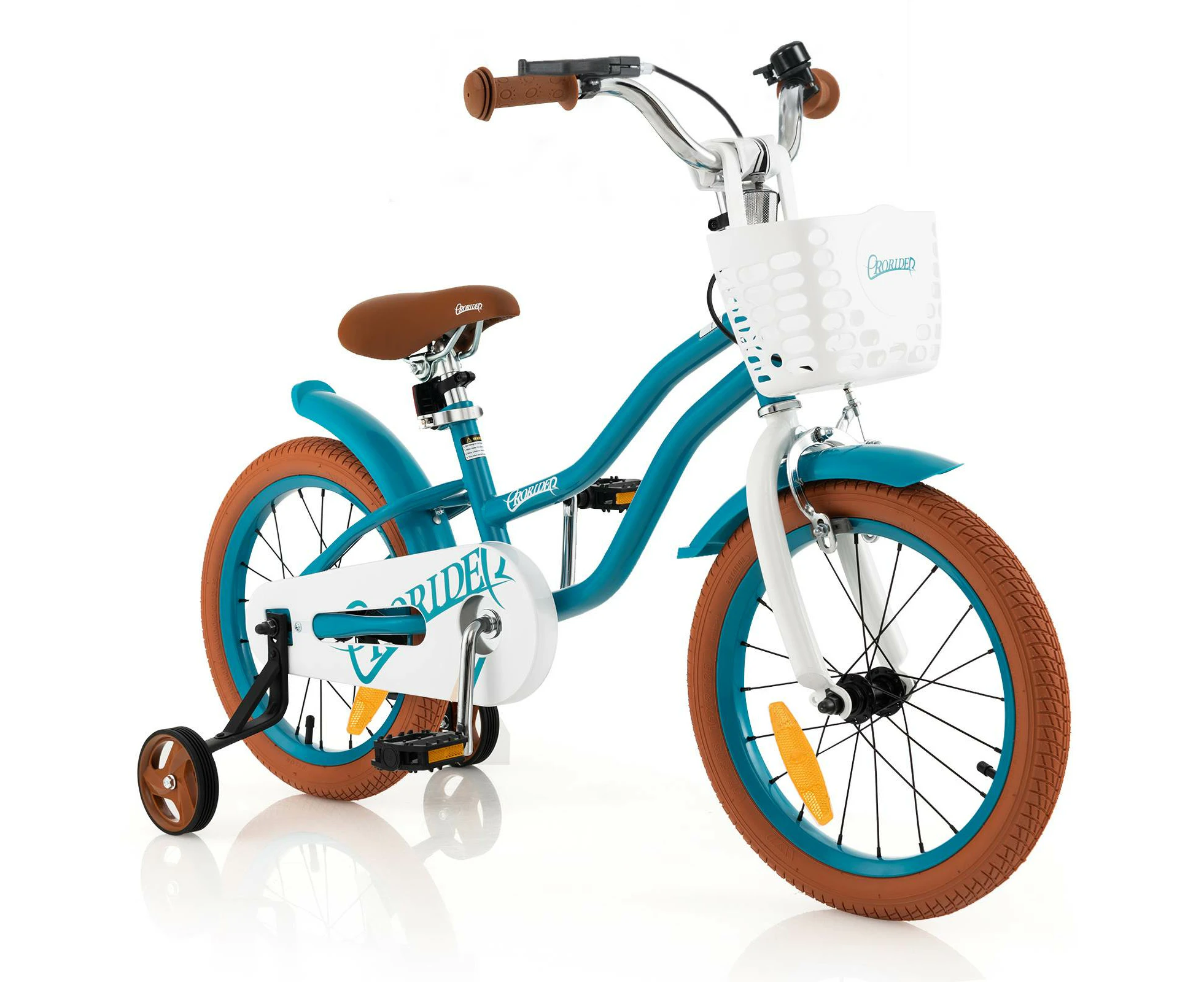 Costway 40cm  Bike Bicycle Ride-on w/Training Wheels& Basket&Adjustable Handlebar Seat, Girls Beginner