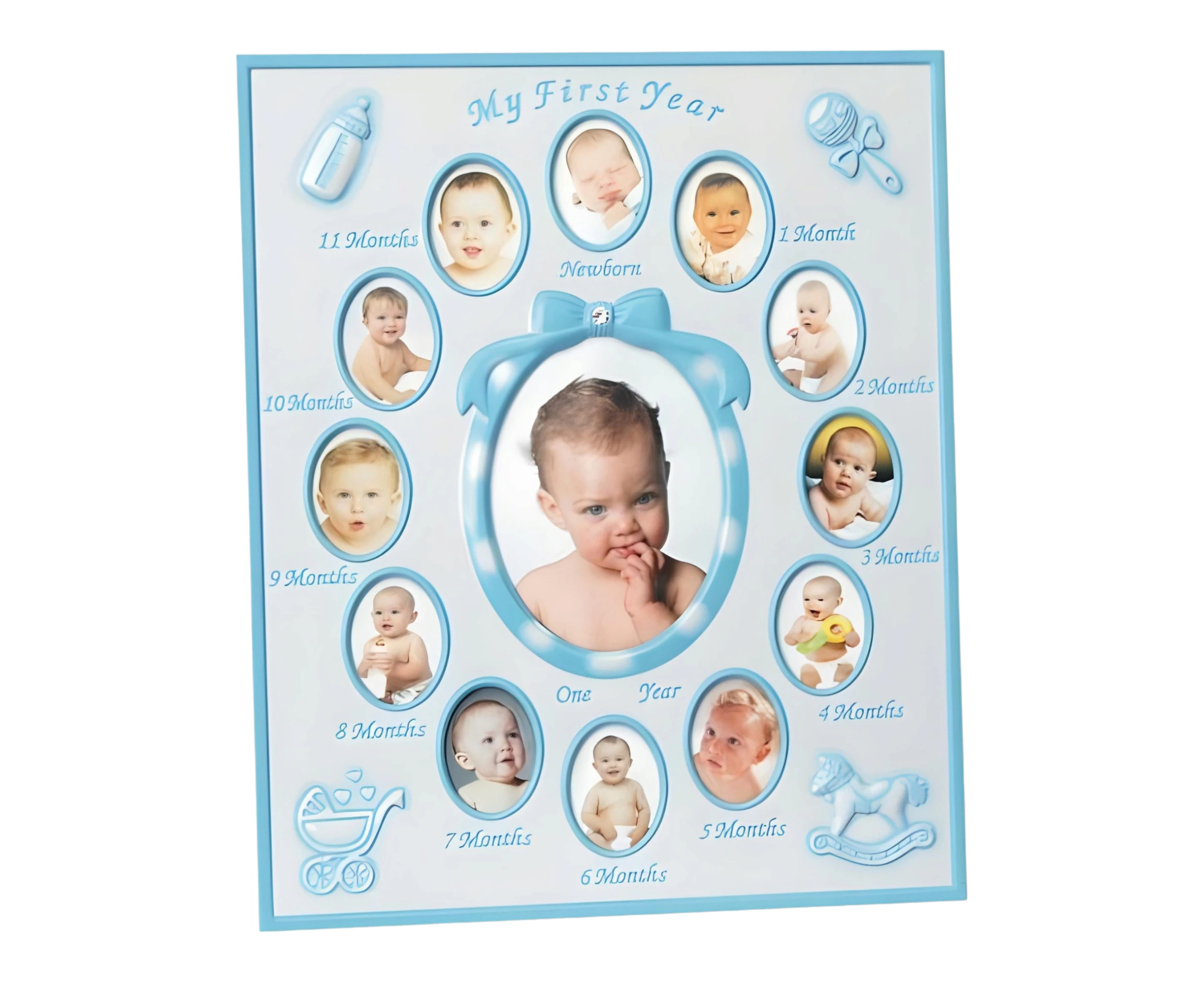 Blue Baby Boy My First Year 12 Months Multi Photo Frame