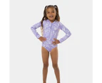 Floral Long Sleeve Swim Surfsuit, Piping Hot