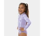 Floral Long Sleeve Swim Surfsuit, Piping Hot