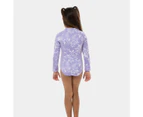 Floral Long Sleeve Swim Surfsuit, Piping Hot