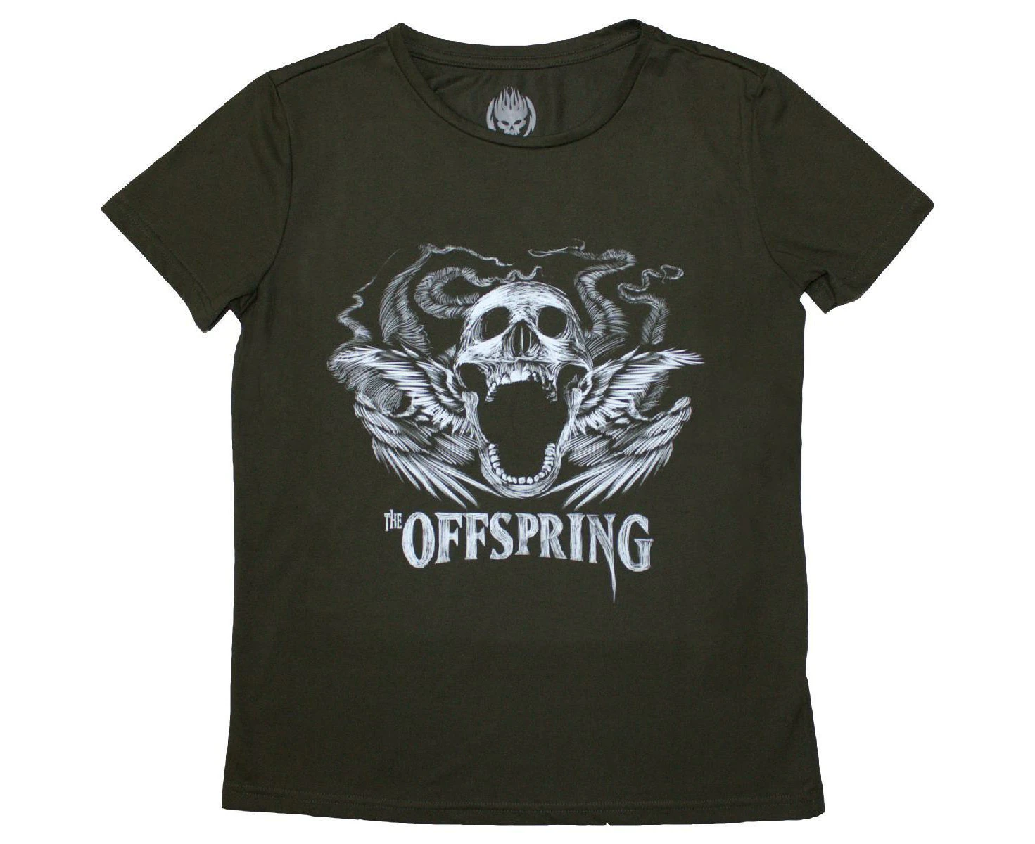 The Offspring Womens Feathered Winged Skull T-Shirt (Green) - RO12468