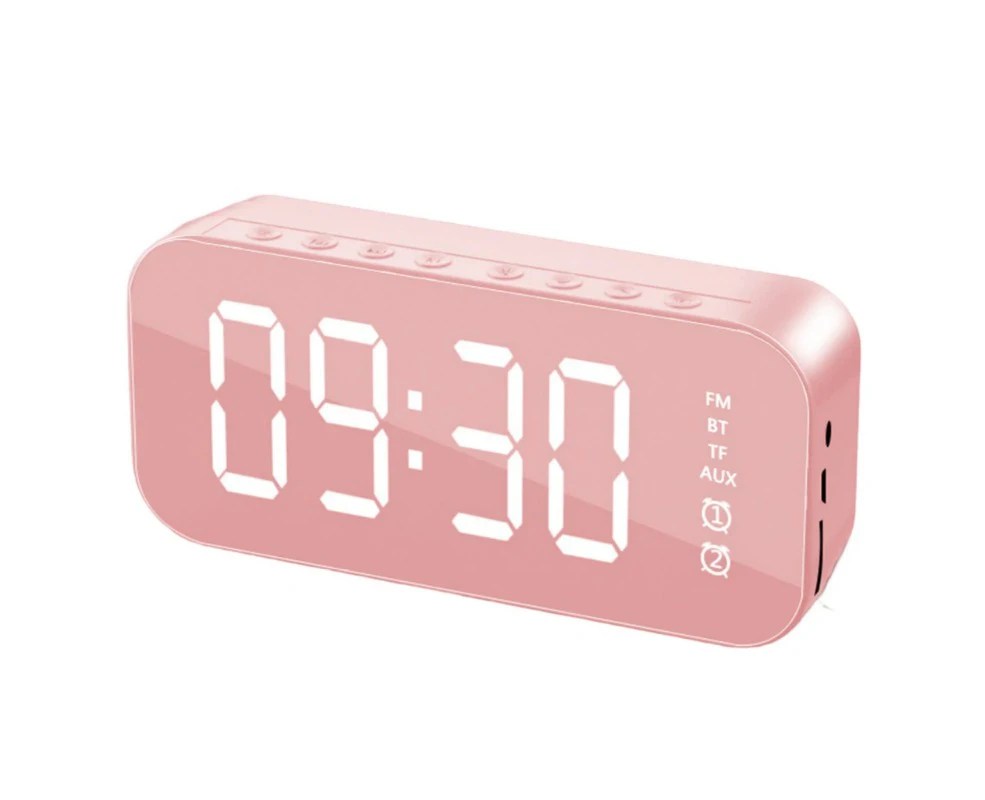 HOMCOMY Alarm Clock Handsfree Multifunctional ABS LED Digital Display Mirror Screen Bluetooth-compatible Subwoofer Desktop Decor