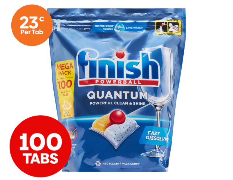 Finish Powerball Quantum Dishwashing Tabs Lemon Sparkle 100pk