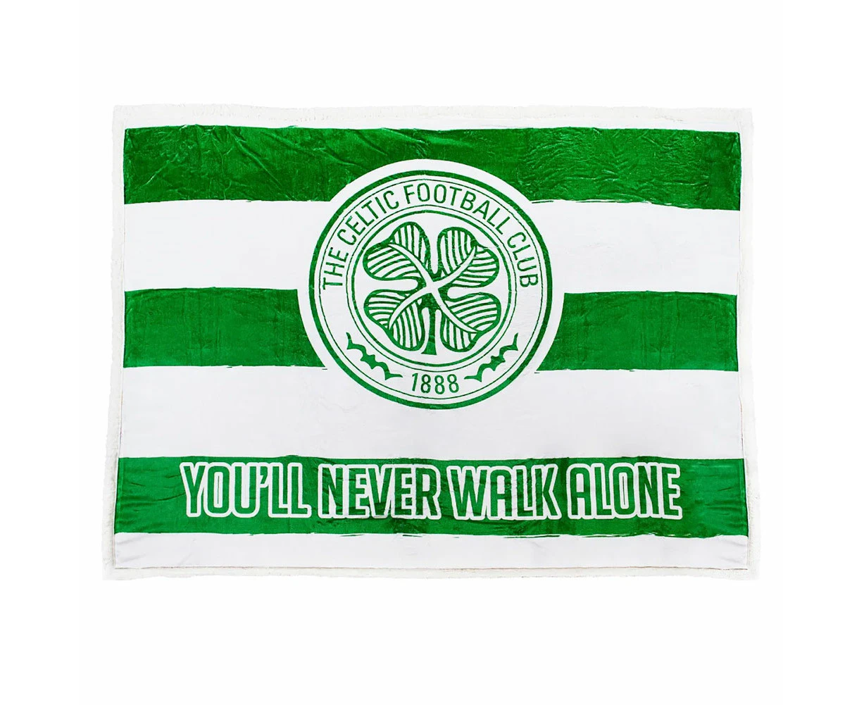 Celtic FC You´ll Never Walk Alone Sherpa Fleece Blanket (Green/White) - TA12897