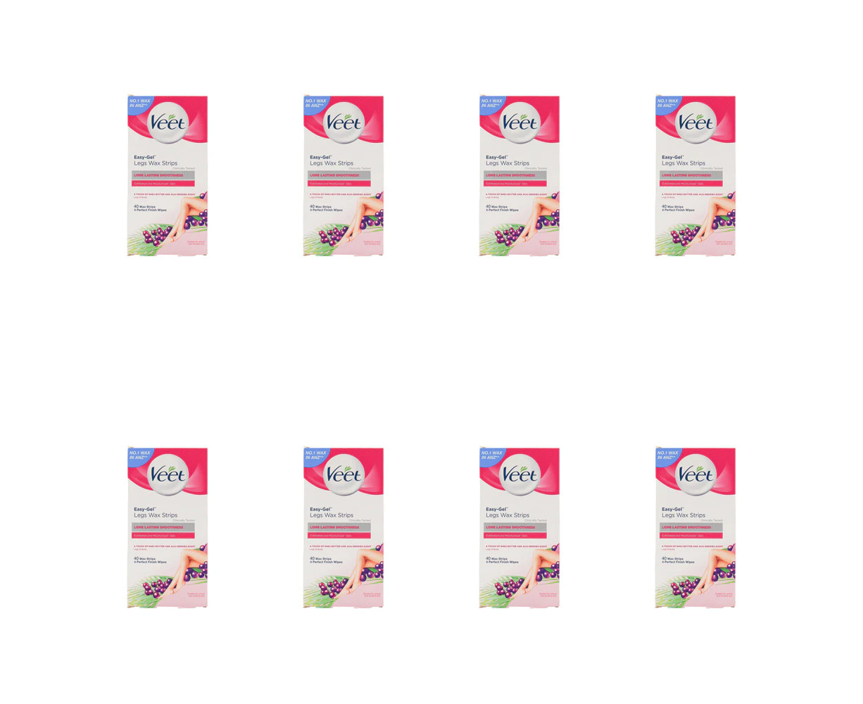 320pc Veet Legs & Body Wax Strips w/ Perfect Finish Wipes Shea Butter & Berry