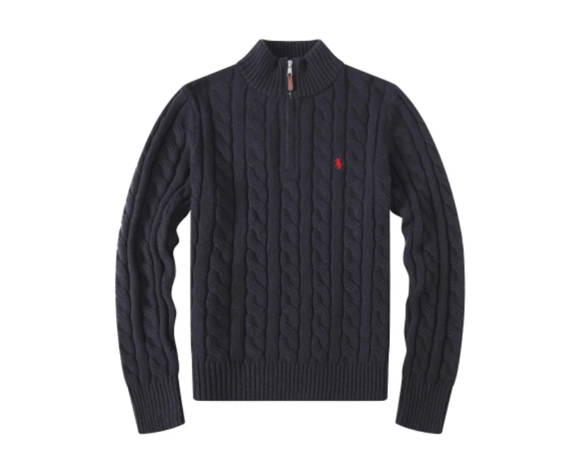 Polo Ralph Lauren Men Cable Knitted Cotton Quarter-Zip Sweater