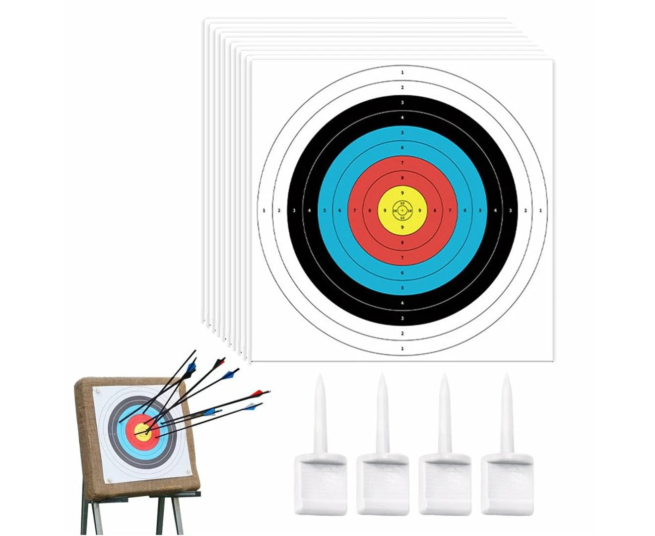 30Pcs Archery Targets Paper with 4Pcs Face Pins Bow Arrow Targets Paper Target Practice Accessories