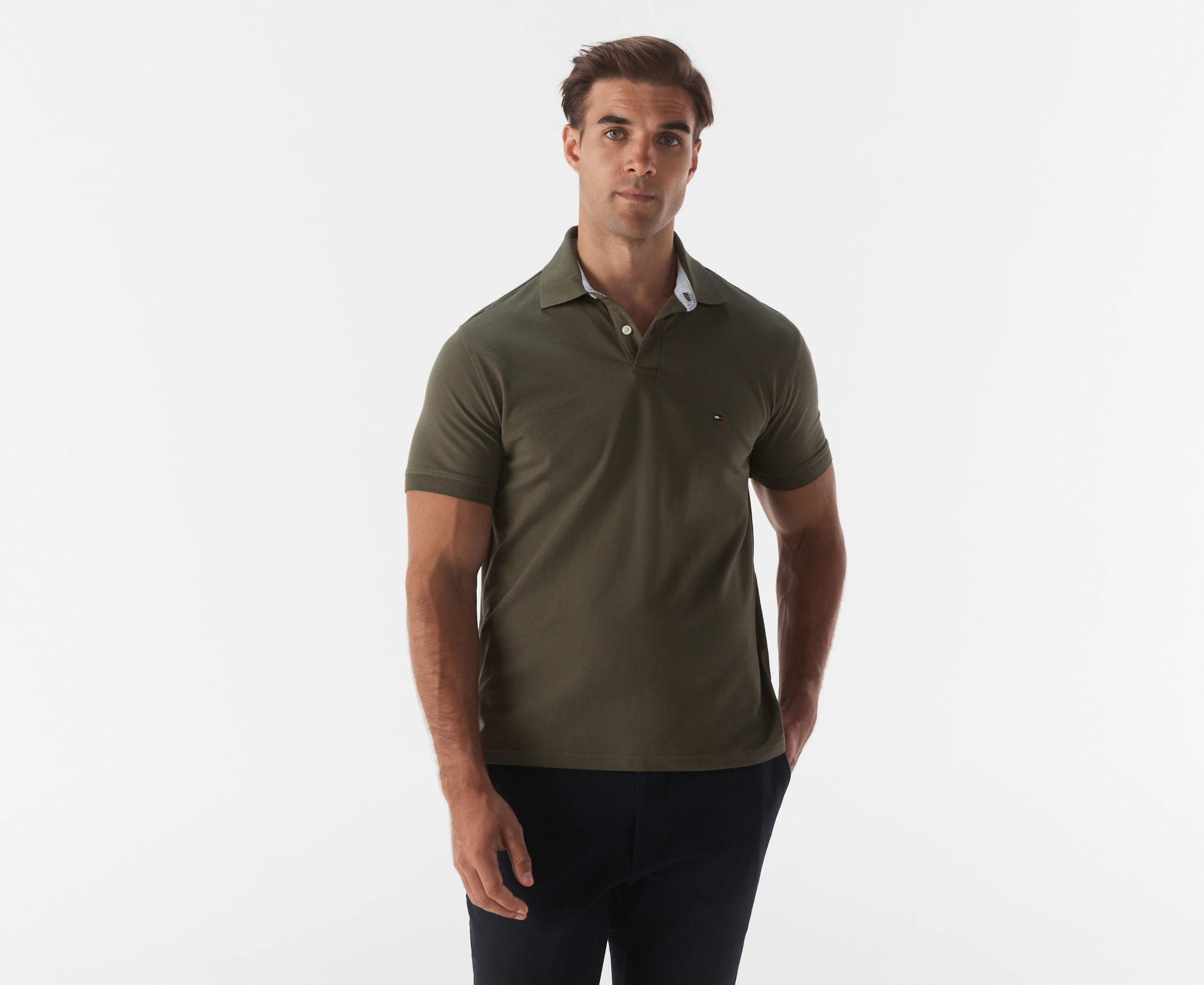 Tommy Hilfiger Men's Stretch Regular Fit Polo Shirt - Army Green