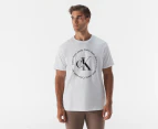 Calvin Klein Men's Monogram Circle Logo Tee / T-Shirt / Tshirt - Brilliant White