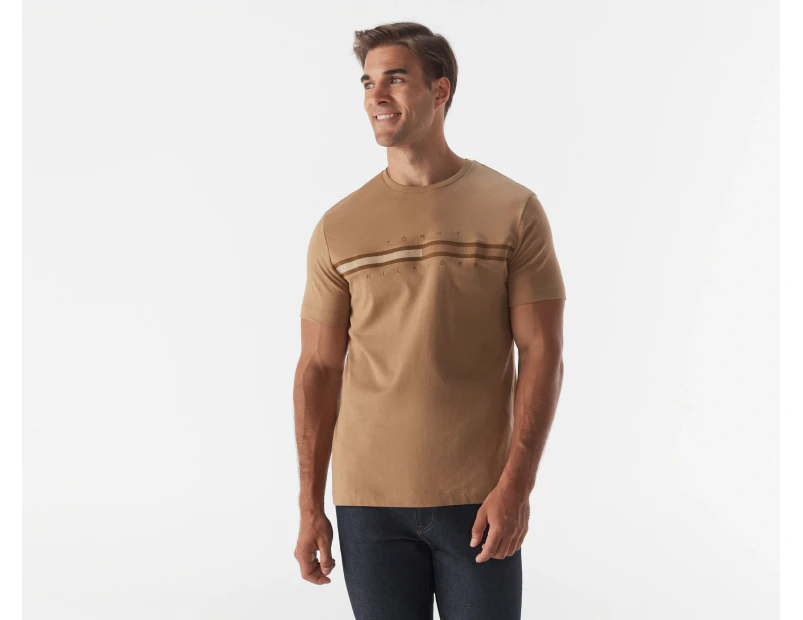 Tommy Hilfiger Men's Tonal Tino Tee / T-Shirt / Tshirt - Pinecone Tan