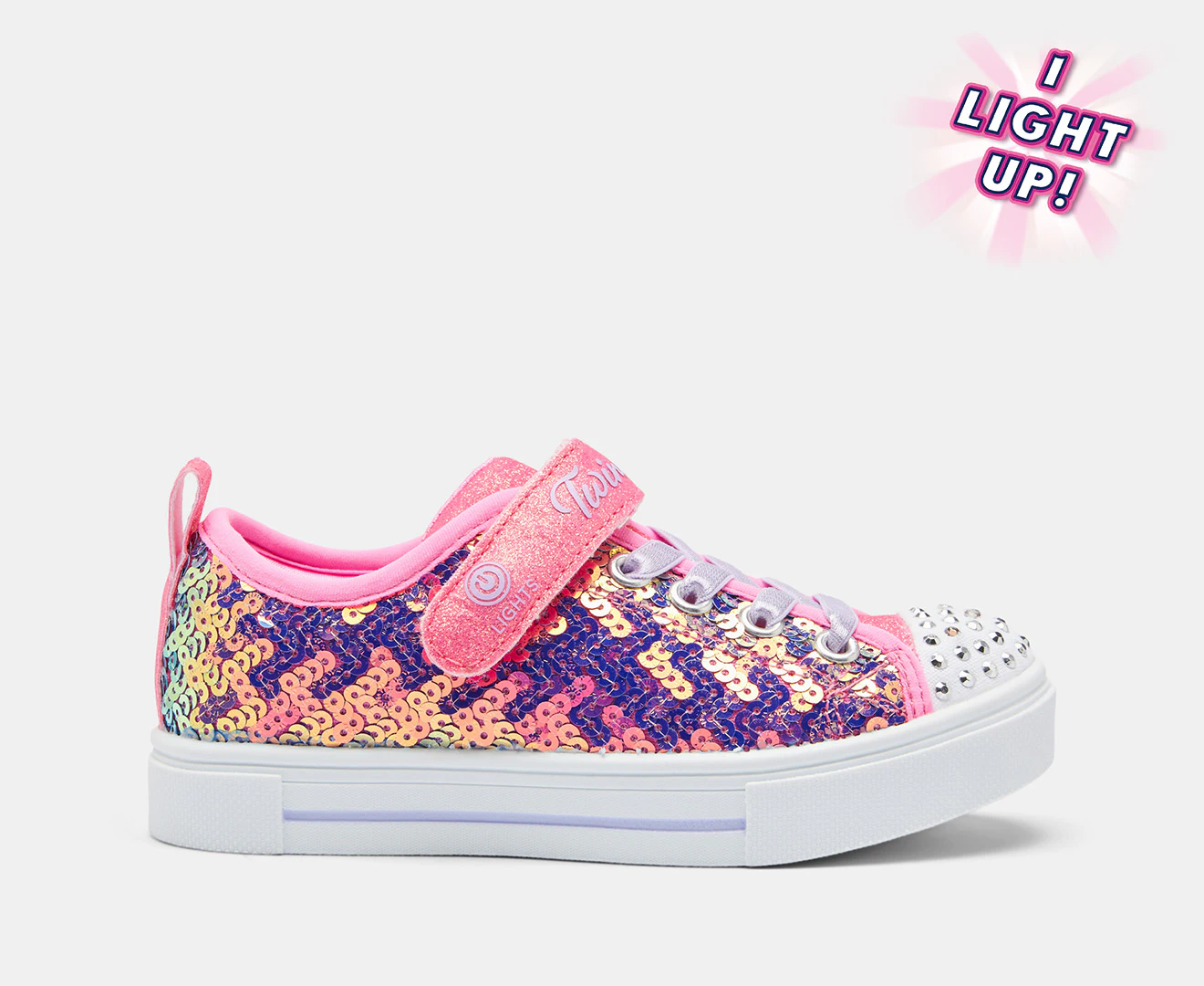 Skechers Girls' Twinkle Toes: Twinkle Sparks Sequin Party Light-Up Sneakers - Pink/Multi