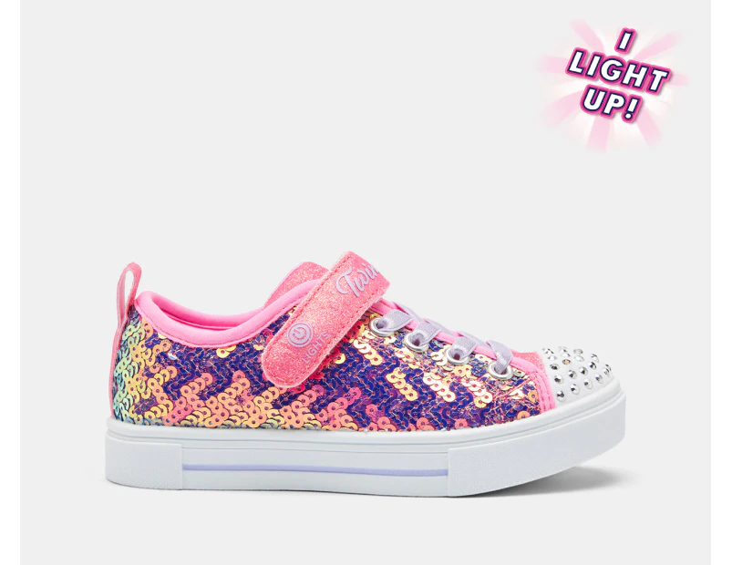 Skechers Girls' Twinkle Toes: Twinkle Sparks Sequin Party Light-Up Sneakers - Pink/Multi