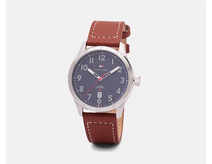 Tommy Hilfiger Men's 43mm Forrest Leather Watch - Navy/Brown/Silver