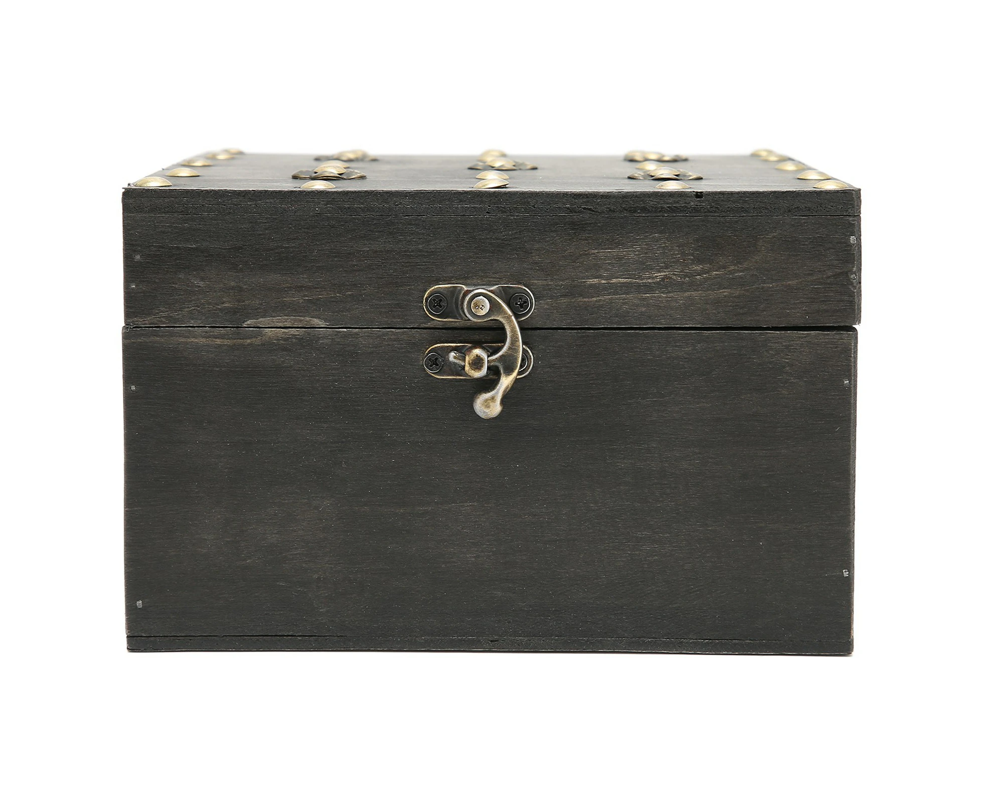 Retro Wooden Storage Box Metal Hinge Decorative Treasure Storing Chest Organizer for Home Office