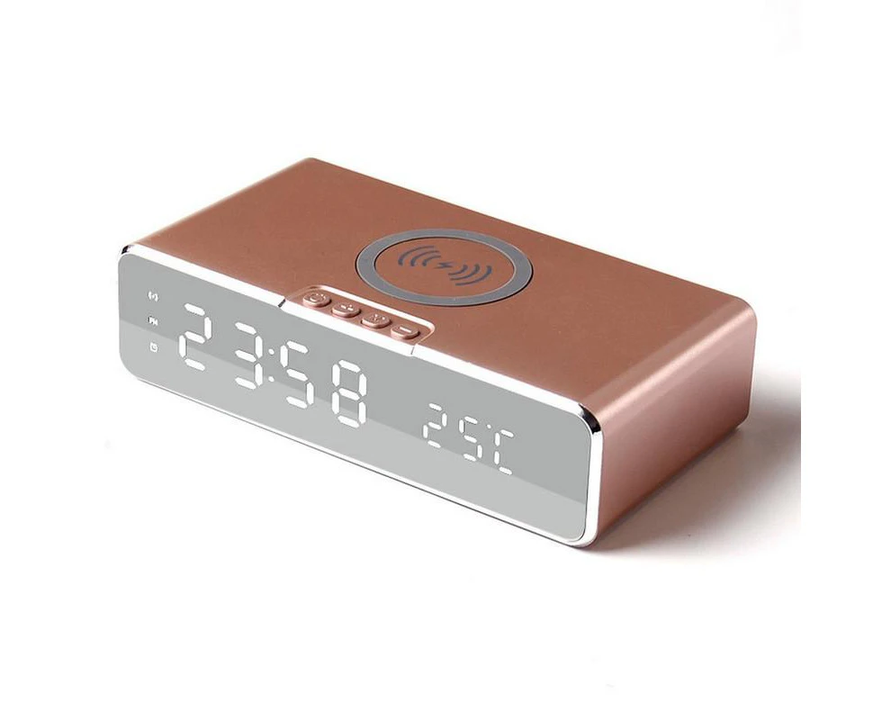 2 In 1 Alarm Clock Wireless Charging Pad for Cell Phone for AirPods Pro - Rose Gold