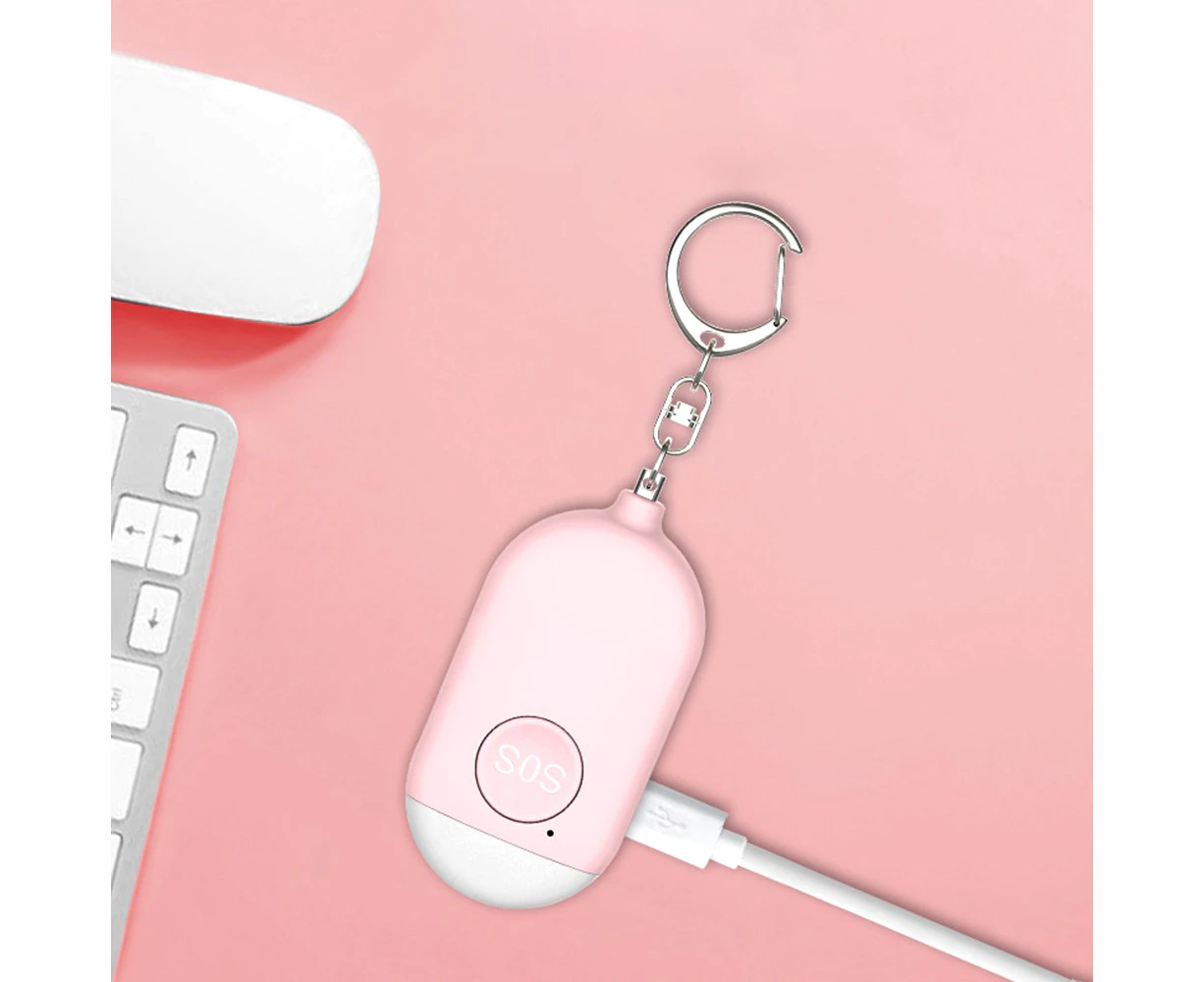 USB-Rechargeable Personal Alarm and LED Light-Pink