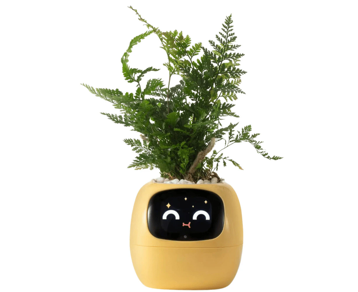 Smart Pots Ivy Planter in Yellow color with 49 Expressions, 7 Sensors, AI Chip for Easy Plant Care