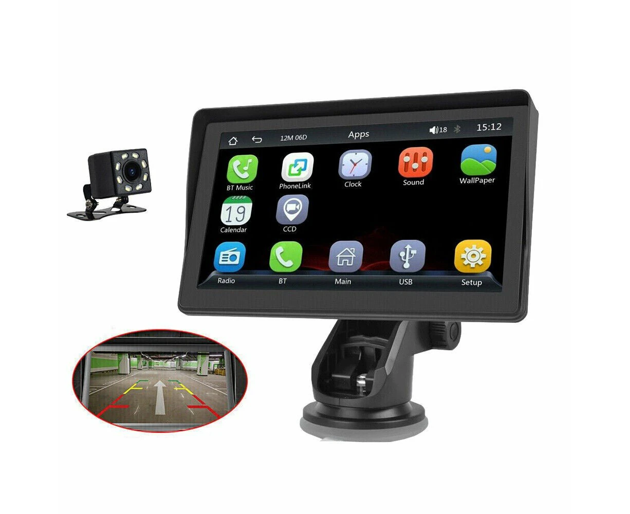 7" Portable Wireless Apple Carplay Android auto Car Stereo Radio Bluetooth Aux