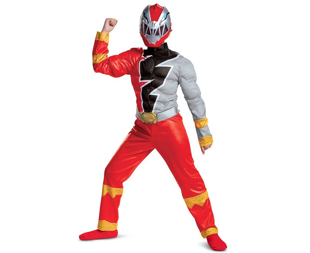 Dino Fury Boy's Red Power Ranger Muscle Chest Costume - Genuine Disguise &