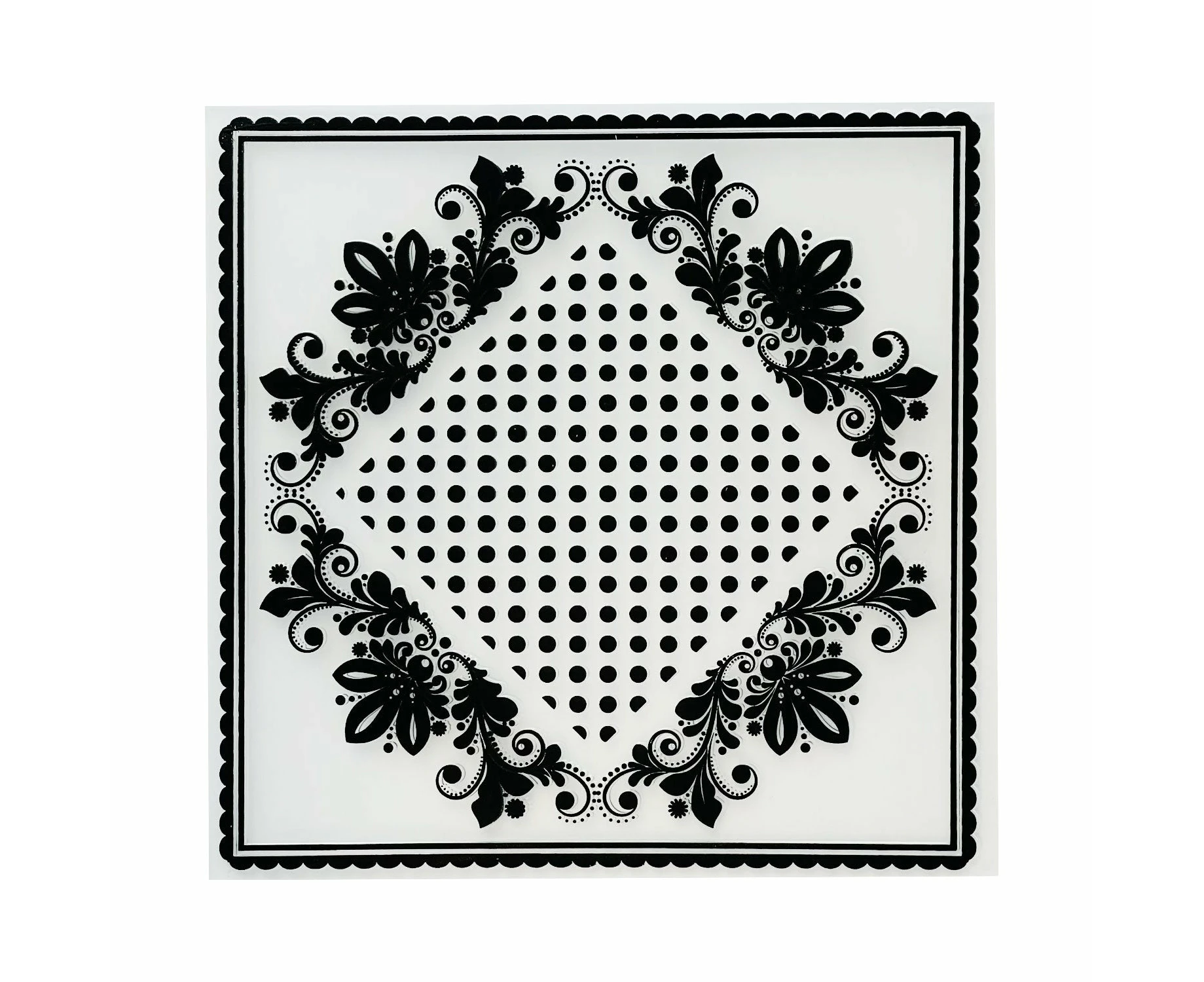 Poppy Crafts Embossing Folder #316 - Floral Frame Polka Dots