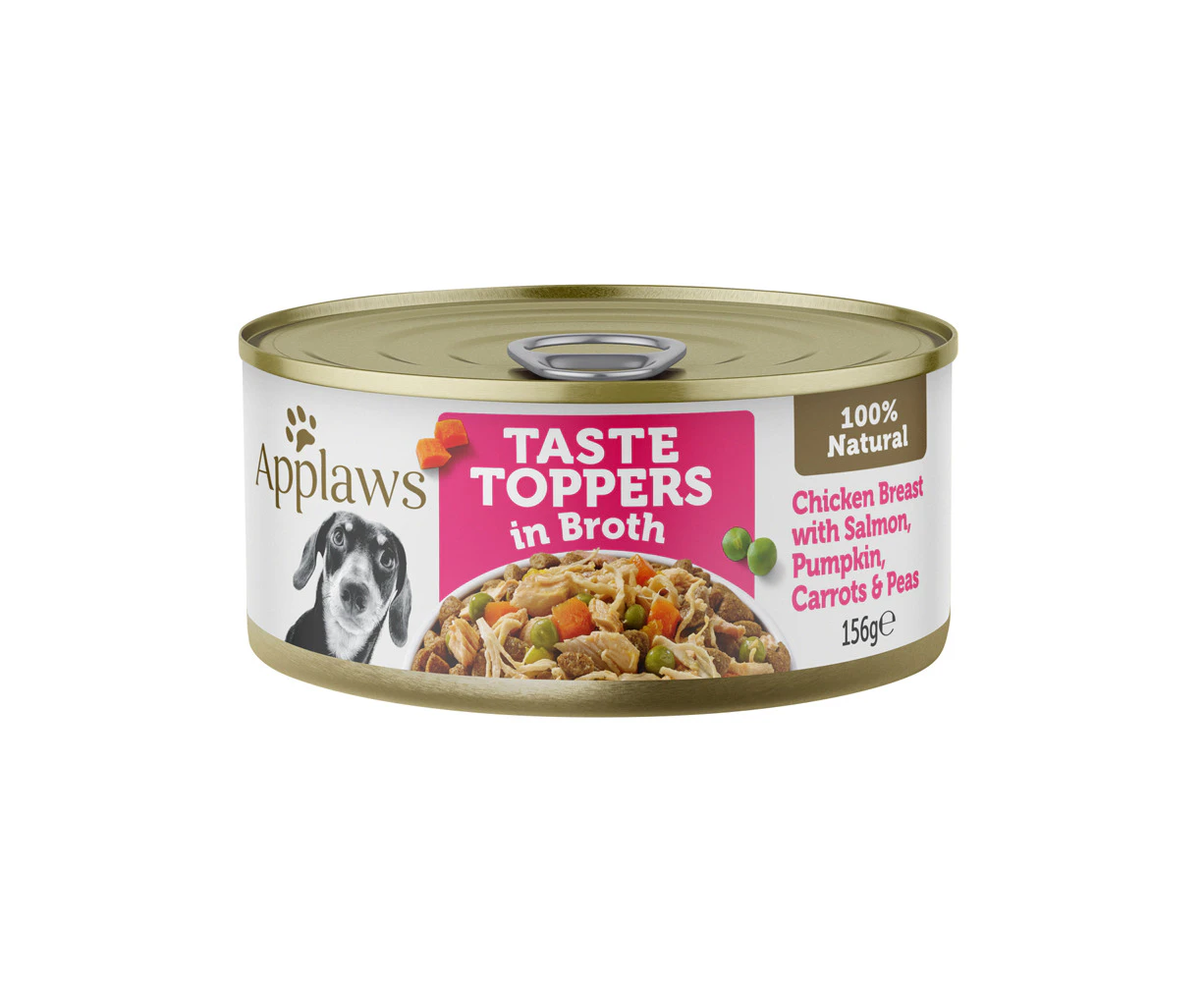 Applaws Taste Toppers in Broth Wet Dog Food Chicken Breast with Salmon 16 x 156g