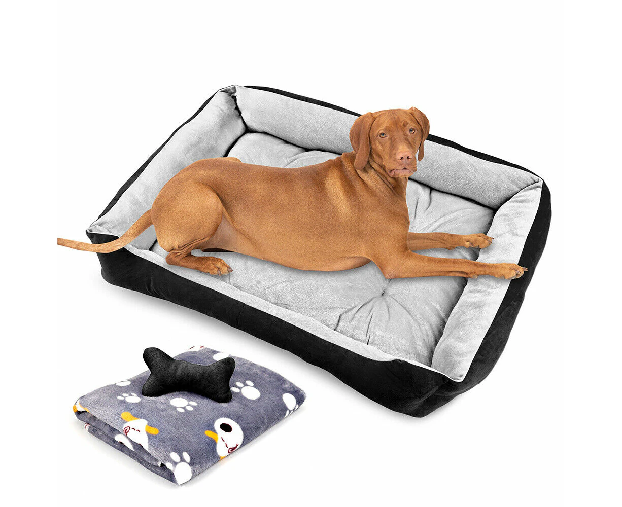 Vaka Navy Dog Bed Pet Cat Calming Floor Mat Sleeping Cave Washable Extra Large 29706