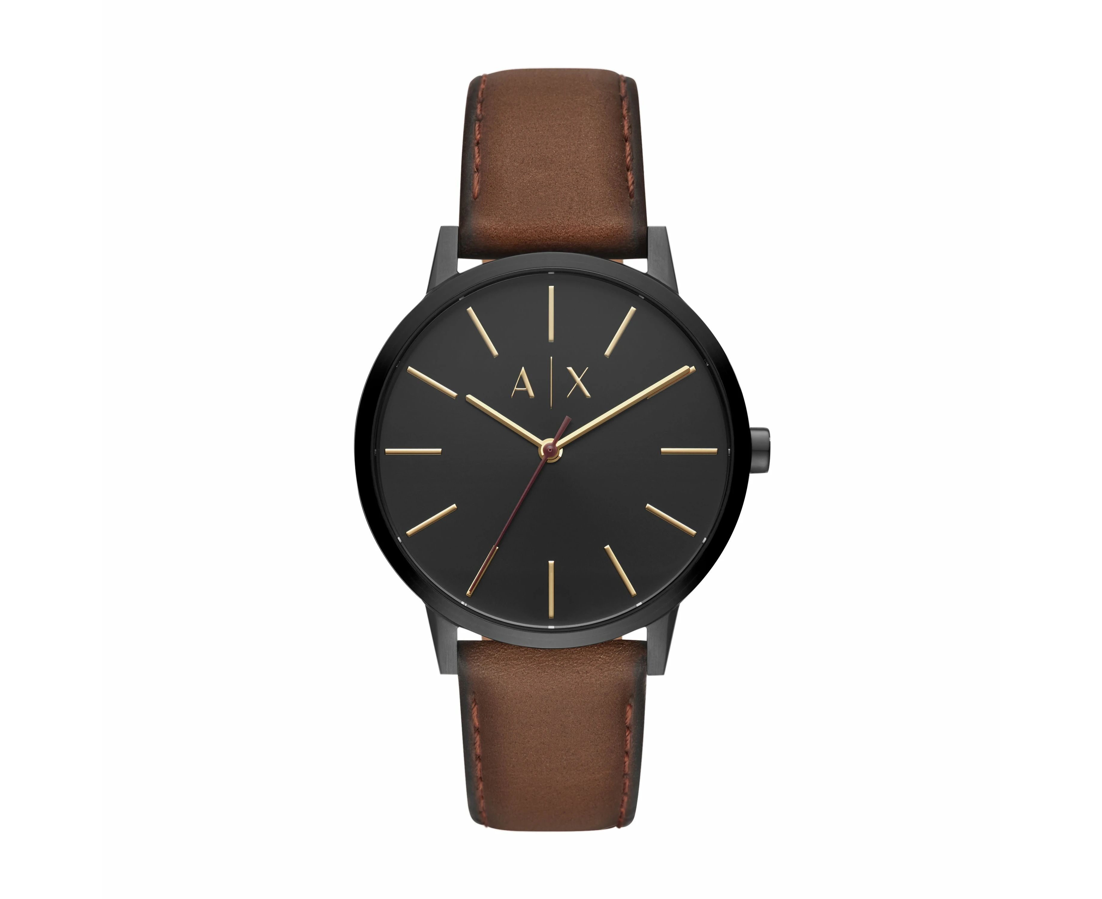 Armani Exchange Three-Hand Brown Leather Watch AX2706