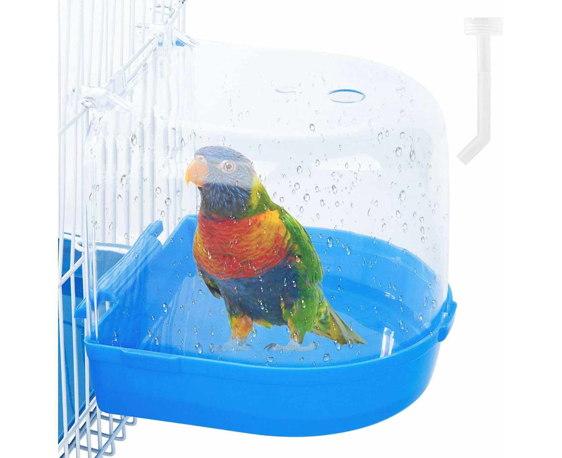 Bird Bath Box Parakeet Caged Bird Bathing Tub with Water Injector for Small Birds Canary Budgies Parrots