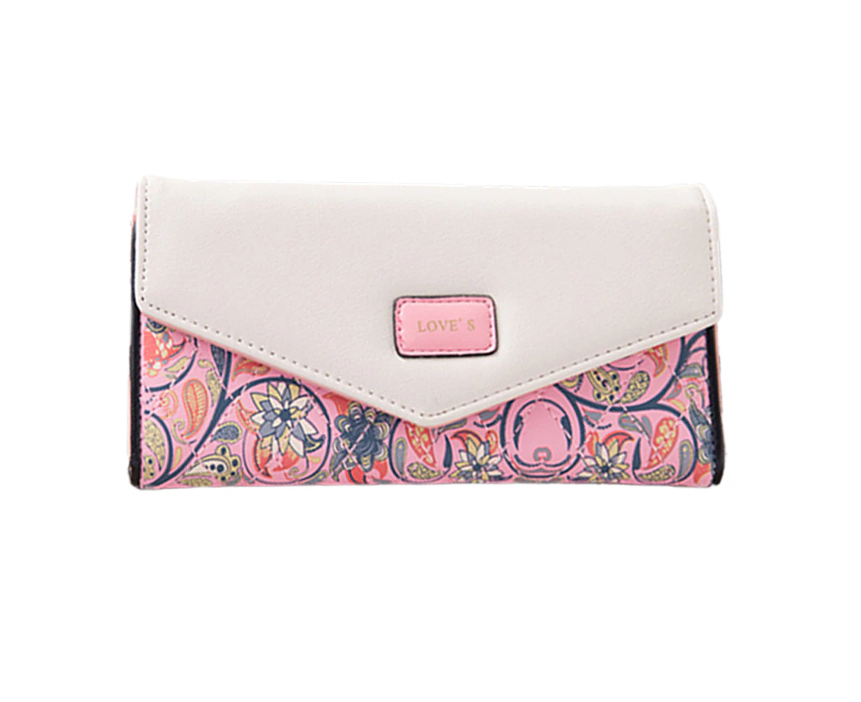 Small floral envelope clasp ladies purse Long purse clutch bag,pink