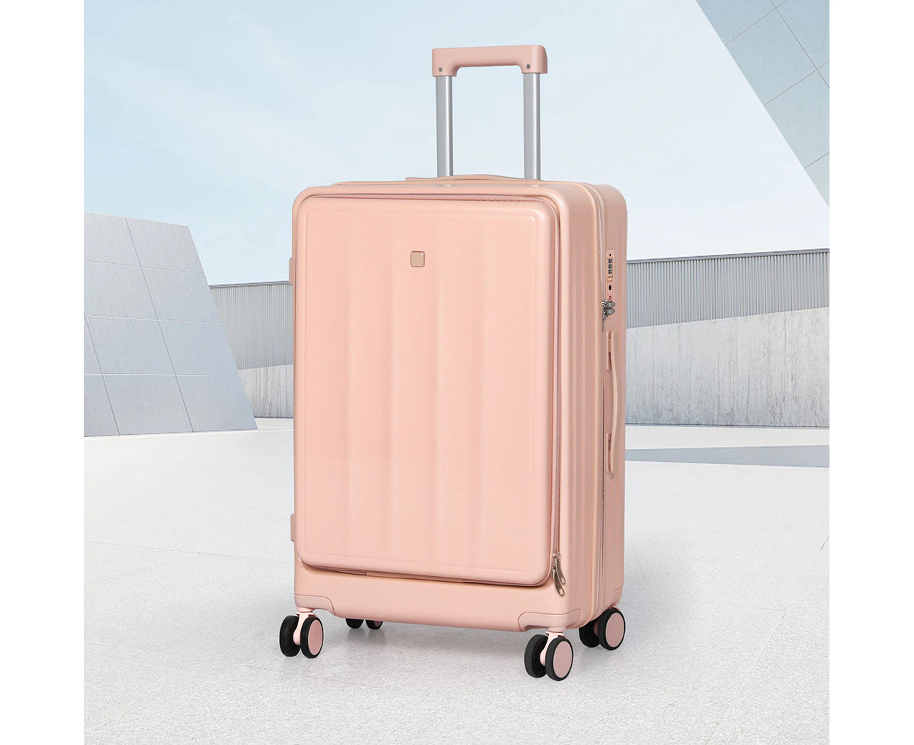 Slimbridge 26"Luggage Trolley Travel Suitcase Set TSA Front Opening Hard Pink