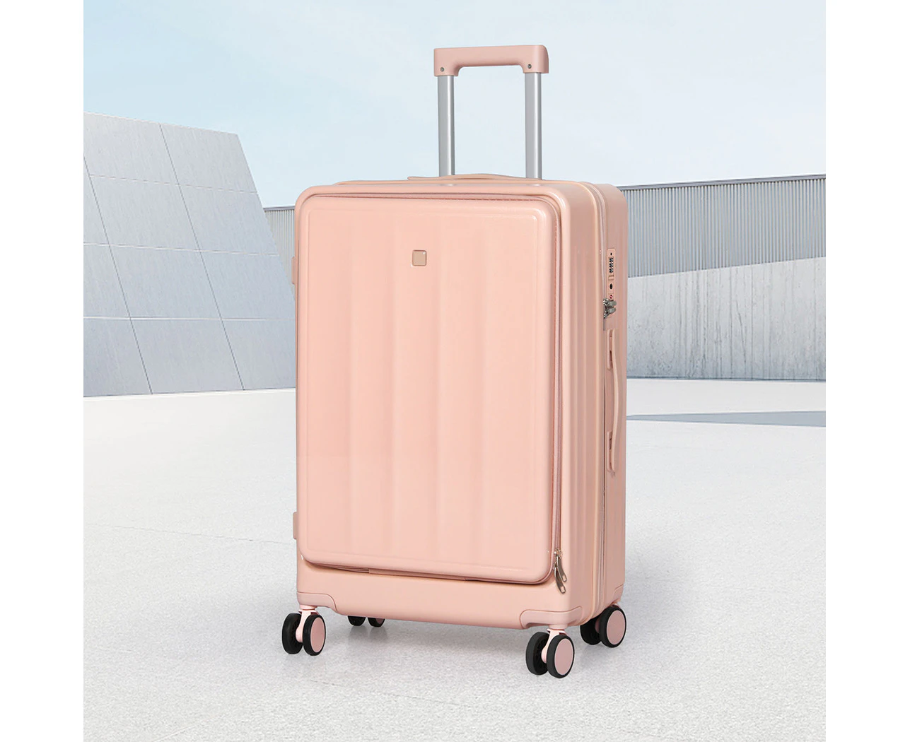 Slimbridge 20" Luggage Trolley Travel Suitcase Set TSA Front Opening Hard Pink