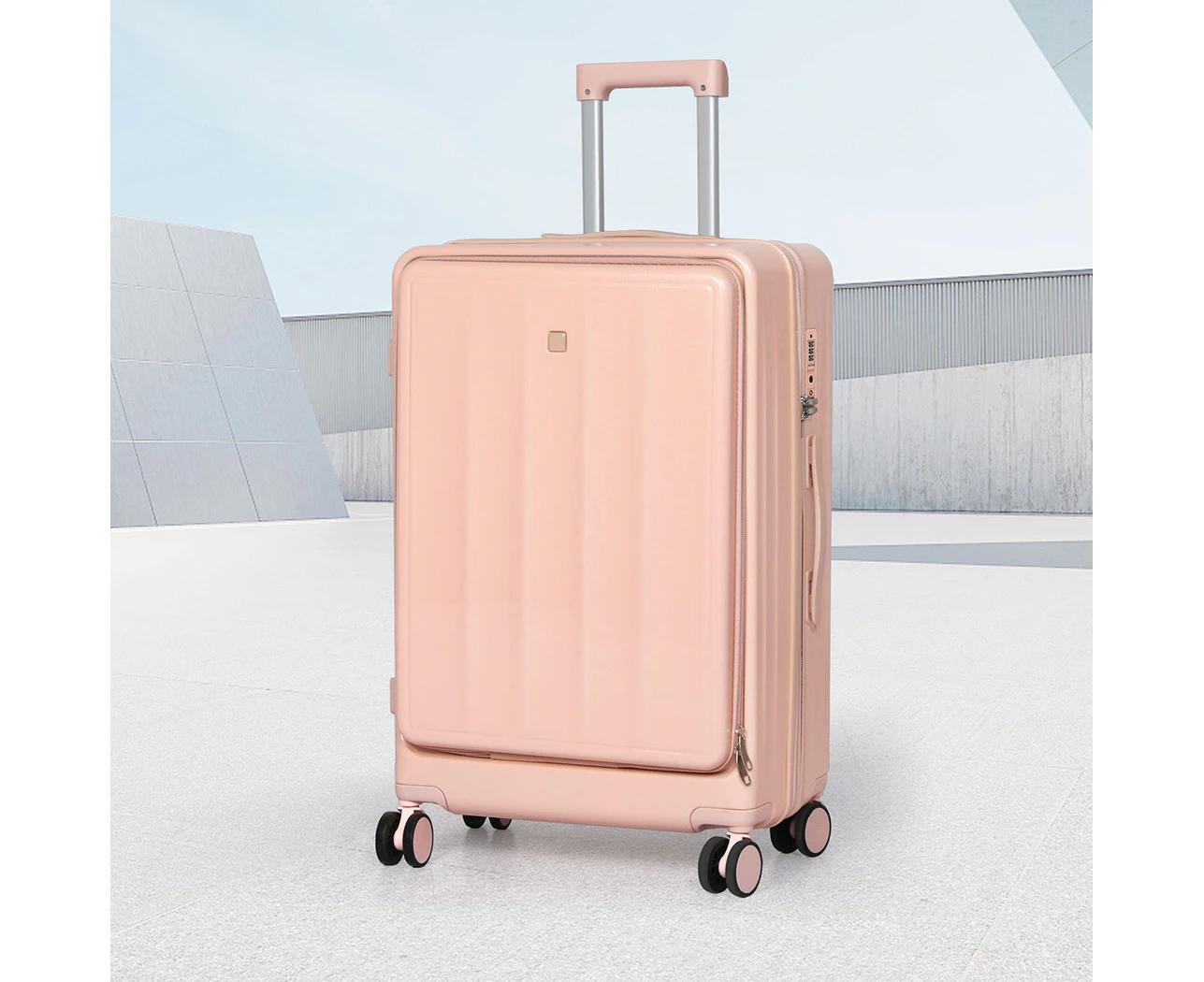 Slimbridge 24"Luggage Trolley Travel Suitcase Set TSA Front Opening Hard Pink