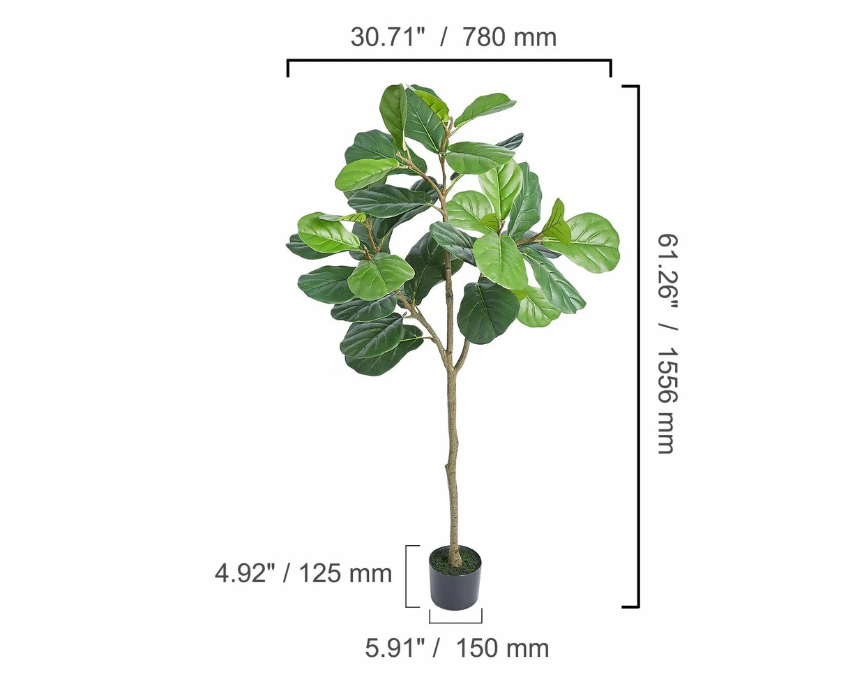 Artificial Olive Tree 155.6 cm Tall Faux Plant PE Material with Anti-Tip Protection