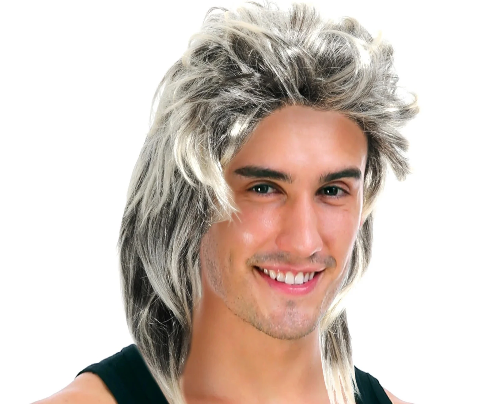 Mullet Wig 80s Party Costume Rock Bogan Punk 70s 90s Hair - Ash Blonde Grey