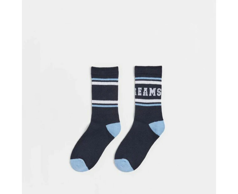 Target Novelty Kids Ribbed Crew Socks 1 Pack - Navy Basketball