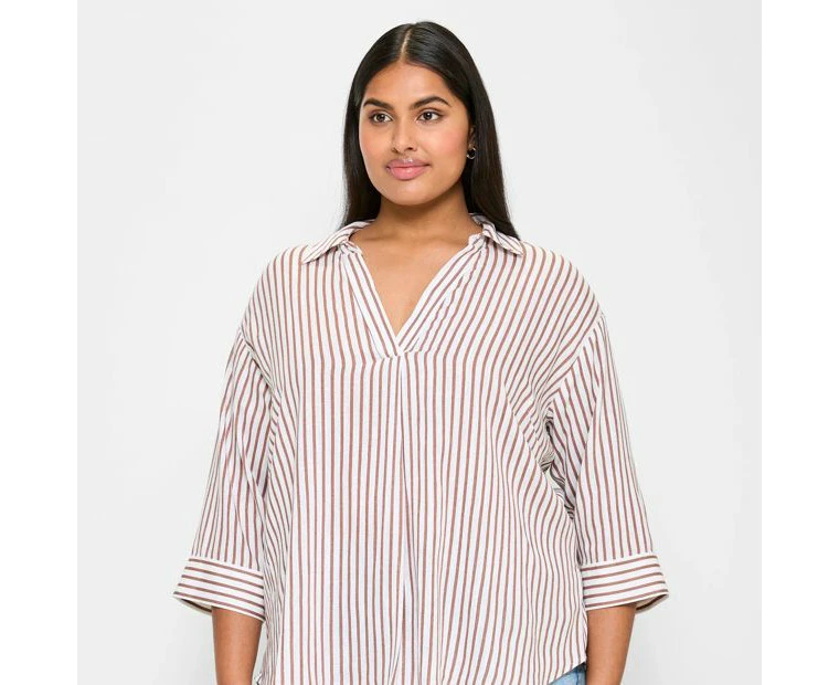 Target Plus Size Linen Blend Pull Over Shirt