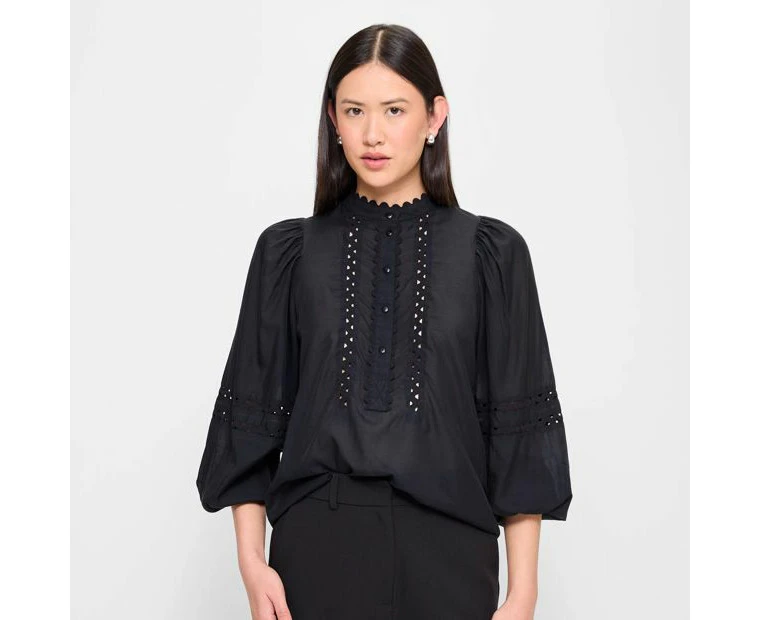 Long Sleeve Lace Detail Blouse - Preview