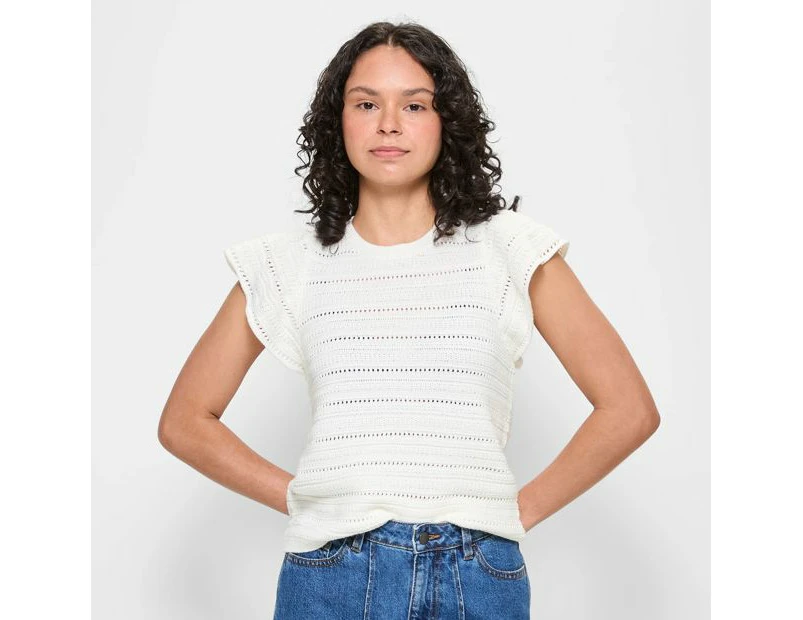 Target Australian Cotton Blend Frill Sleeve Knit Top