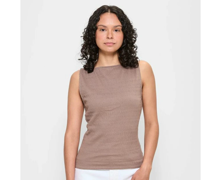 Target Sleeveless Textured Boat Neck Tank Top